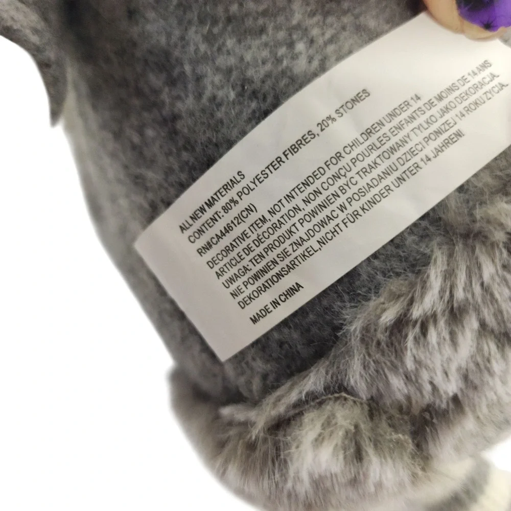 Gray Faux Fur Gnome Plush Toy Decorative Standing Figure with Striped‎ Legs